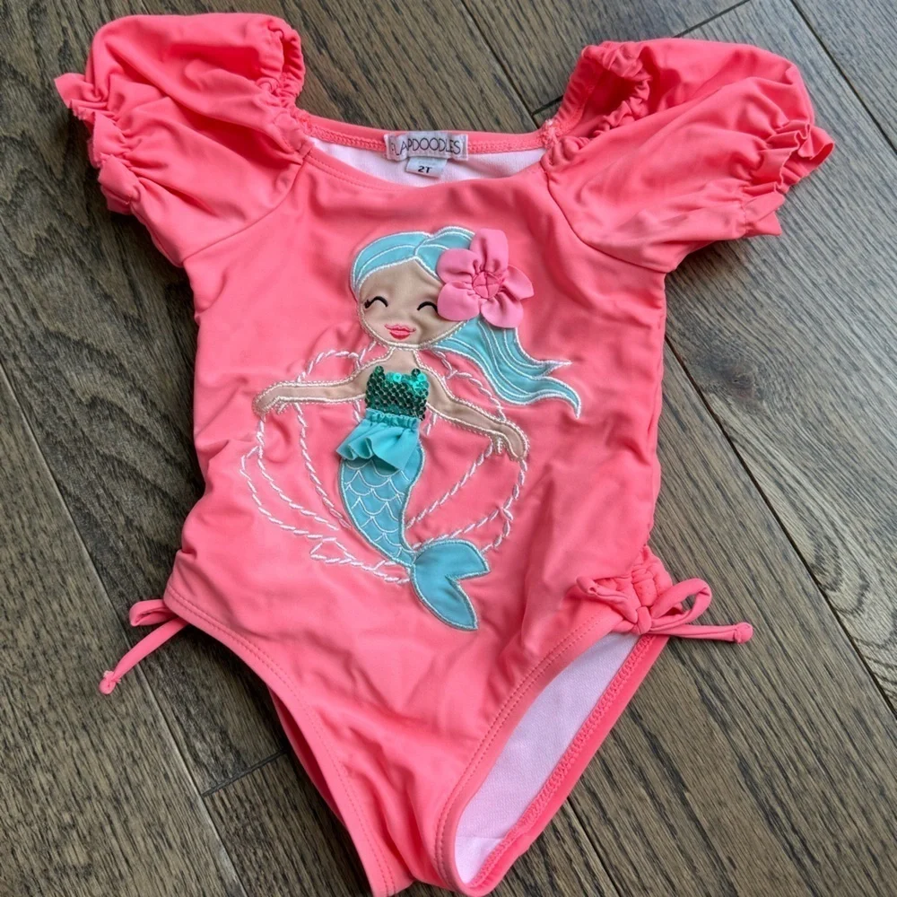 Flapdoodles Pink Mermaid Kids Swim One Piece 2T 18-24 months baby swimsuit